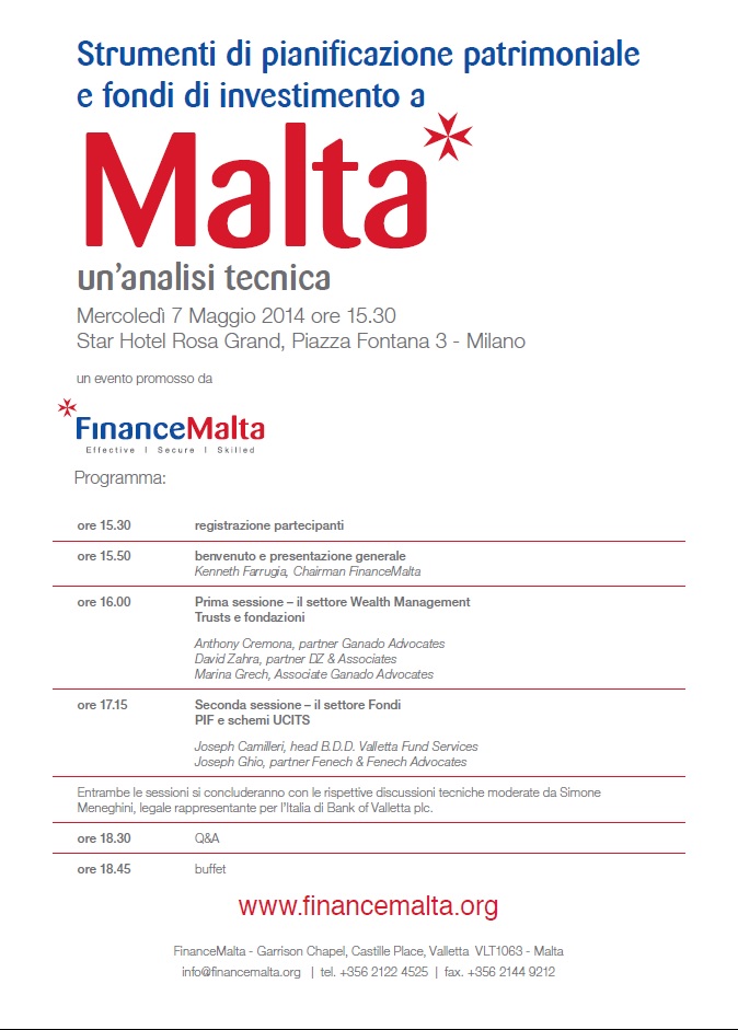 DZ&A at FinanceMalta technical seminar in Milan